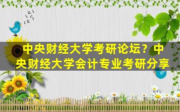 中央财经大学考研论坛？中央财经大学会计专业考研分享