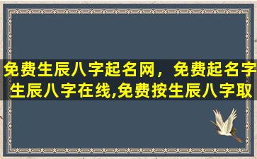 免费生辰八字起名网，免费起名字生辰八字在线,免费按生辰八字取名