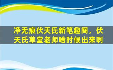 净无痕伏天氏新笔趣阁，伏天氏草堂老师啥时候出来啊