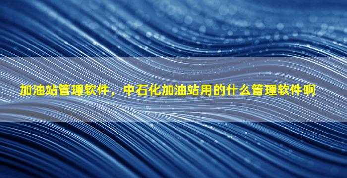 加油站管理软件，中石化加油站用的什么管理软件啊