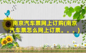 南京汽车票网上订购(南京汽车票怎么网上订票。。。)