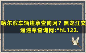 哈尔滨车辆违章查询网？黑龙江交通违章查询网:*hl.122.gov*/