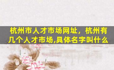 杭州市人才市场网址，杭州有几个人才市场,具体名字叫什么