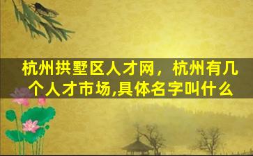 杭州拱墅区人才网，杭州有几个人才市场,具体名字叫什么