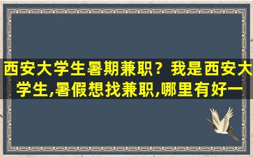 西安大学生暑期兼职？我是西安大学生,暑假想找兼职,哪里有好一点的,告诉我谢谢!